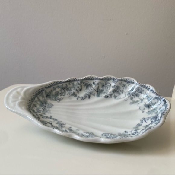 Other - Ornate Blue Floral Shell Ceramic Dish